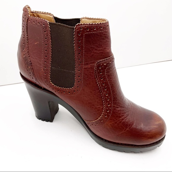{SPERRY TOP-SIDER} Claremont Chelsea Maroon Leather Pebbled Lug Booties - Picture 3 of 16